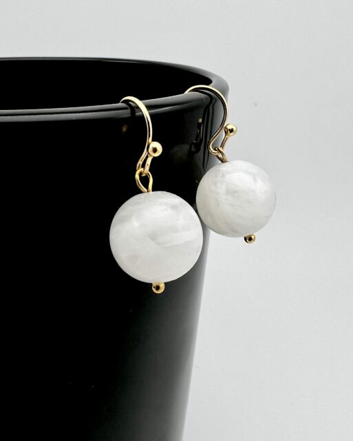 Moonstone Drop Earrings Gold Image 1