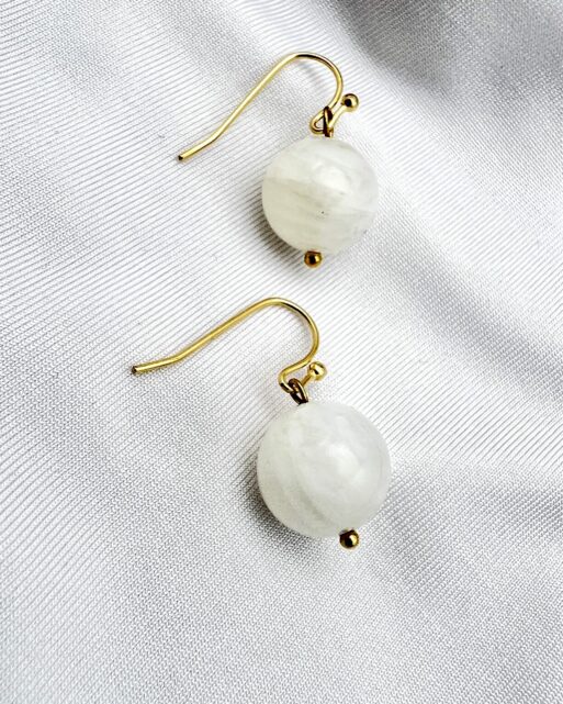 Moonstone Drop Earrings Gold Image 3