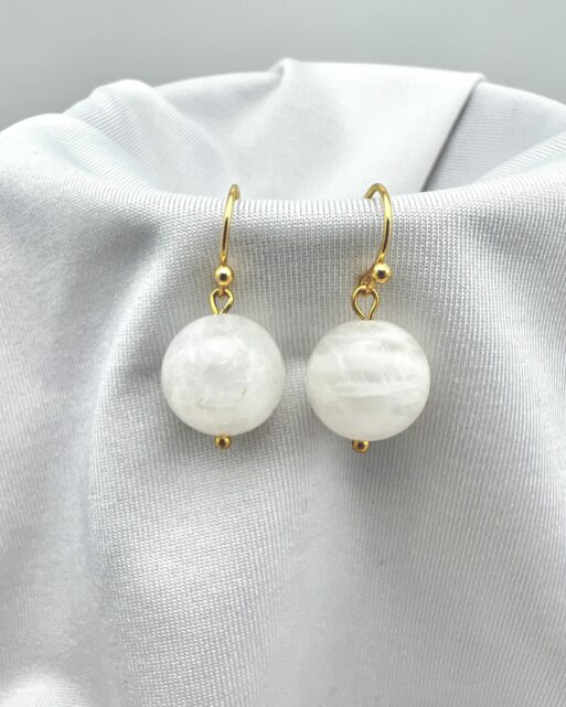 Moonstone Drop Earrings Gold Image 4