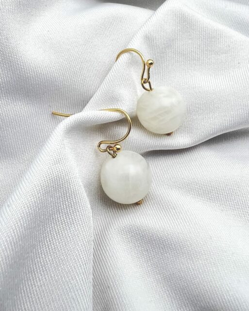 Moonstone Drop Earrings Gold Image 5