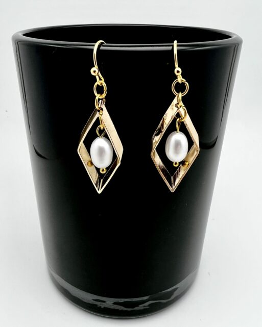 Pearl Drop Earrings With Gold Accent Image 1